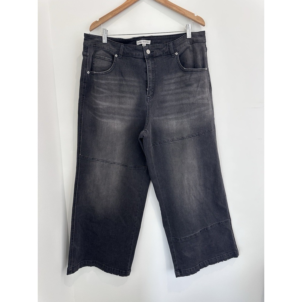 Indigo Thread Co Womens 18W Black Wide Leg Jeans